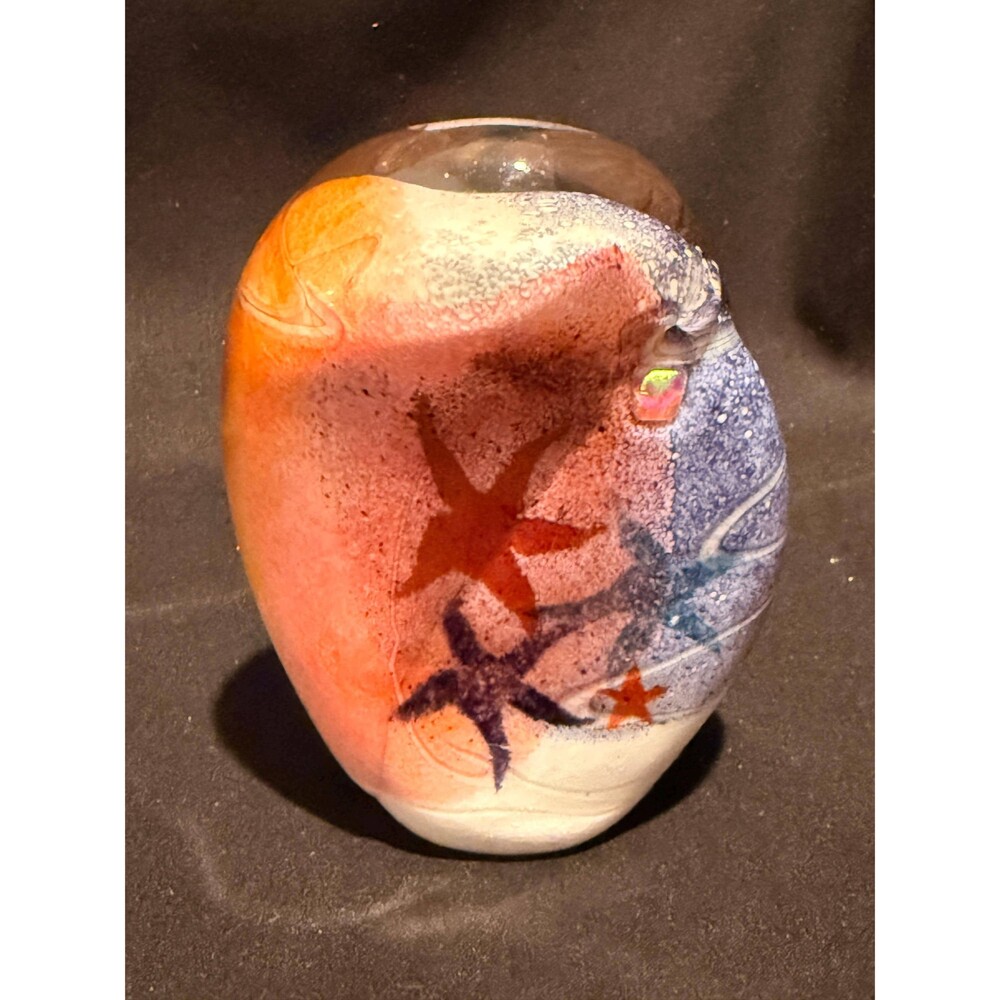 Signed Studio Art Glass Starfish Coastal Sculpture